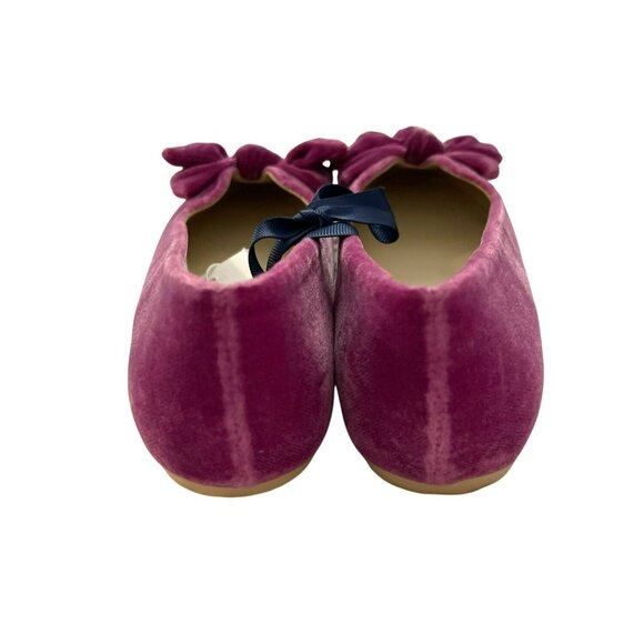 Janie and Jack $69 Velvet Bow-Accent Ballet Flats In Magenta NEW - Picture 4 of 9